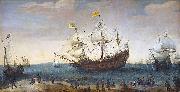 Hendrik Cornelisz. Vroom The Mauritius and other East Indiamen oil painting reproduction